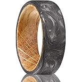 Concept Knight Carbon Fiber Rings for Men Women 8mm Whiskey Barrel Wood Men's Wedding Bands Natural Texture Ultra Light and Comfortable