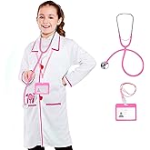 ANPHILE Kids Doctor Costume, Lab Coat Career Day Dress Up for Toddler Girls