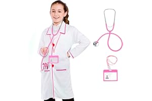 ANPHILE Kids Doctor Costume, Kids Doctor Lab Coat Career Day Dress Up Costume for Toddler Girls Kids
