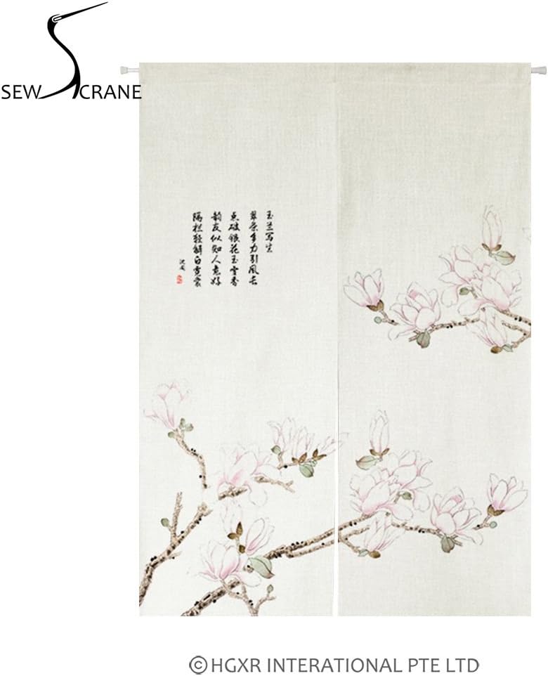 SewCrane Pink Orchid Japanese Home Restaurant Door Curtain Noren Doorway Room Divider, 33.4" x 47.2"