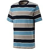 VANLYTK Men's Fashion Casual Cotton Loose Fit Crewneck Classic Striped T-Shirt