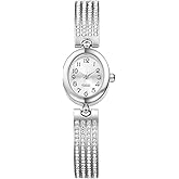 OIDEA Full Diamond Watches for Women: Luxury Rhinestone Diamond Oval Dial Bracelet Watch Detachable Strap Analog Quartz Wrist Watch Casual Dress Ladies Watch
