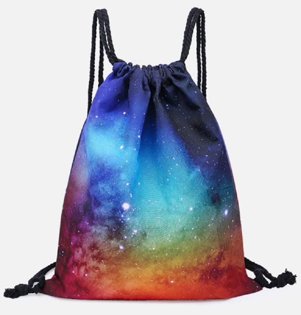Lightweight Galaxy Drawstring Swimming Bag Sport Gym Sack Bag Backpack for Women Girls School Travel (Blue1)