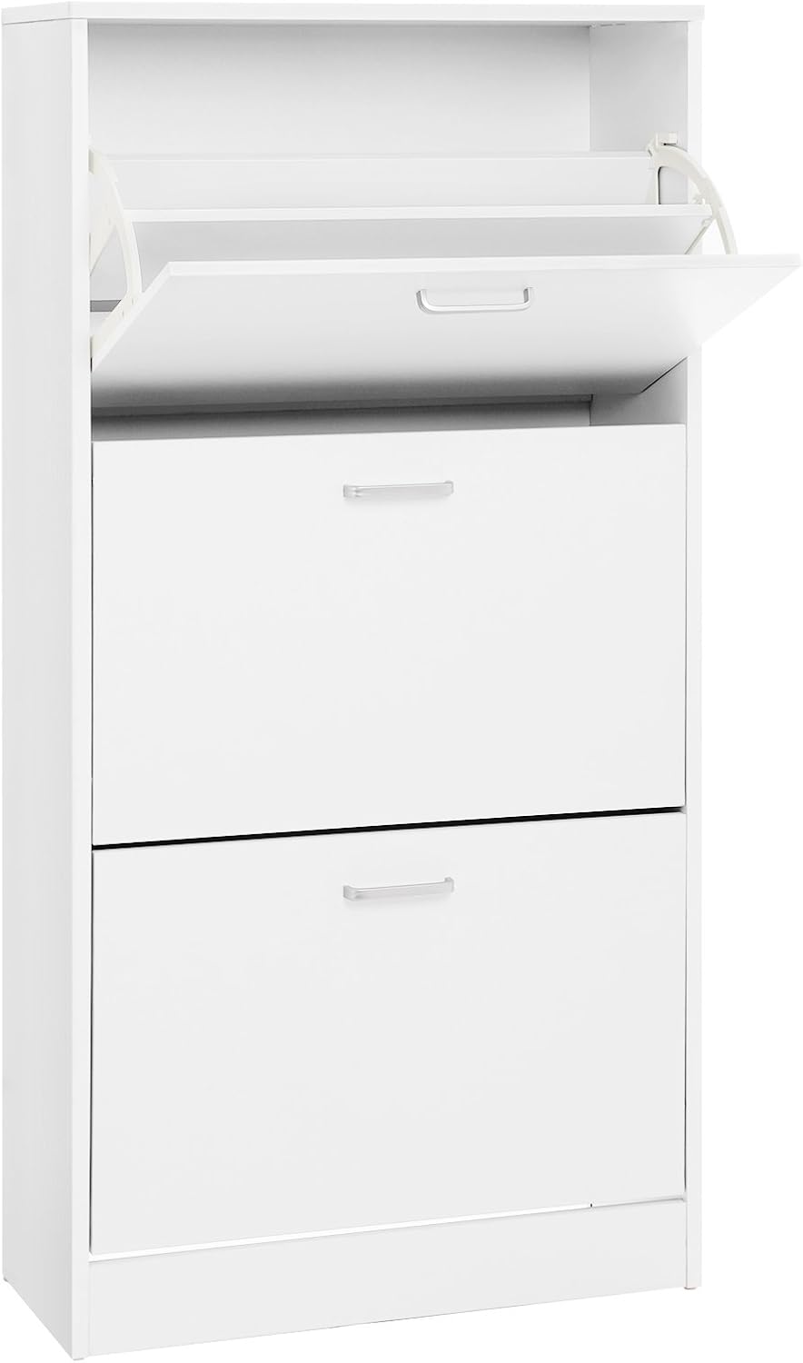 VASAGLE 3Tier Wooden Shoe Storage Cupboard With 3 Flip Doors