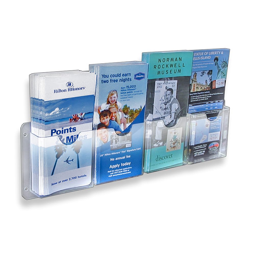Azar Displays 252064 18.75" W x 5.5" H Horizontal Four Pocket Wall Mount Brochure Holder (2 Pack)