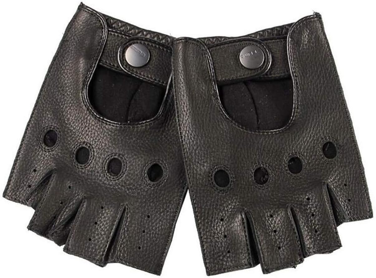 Glove Half Finger Hole Driving With Simple Fashion Glamorous Warm Solid Color Holes Leather