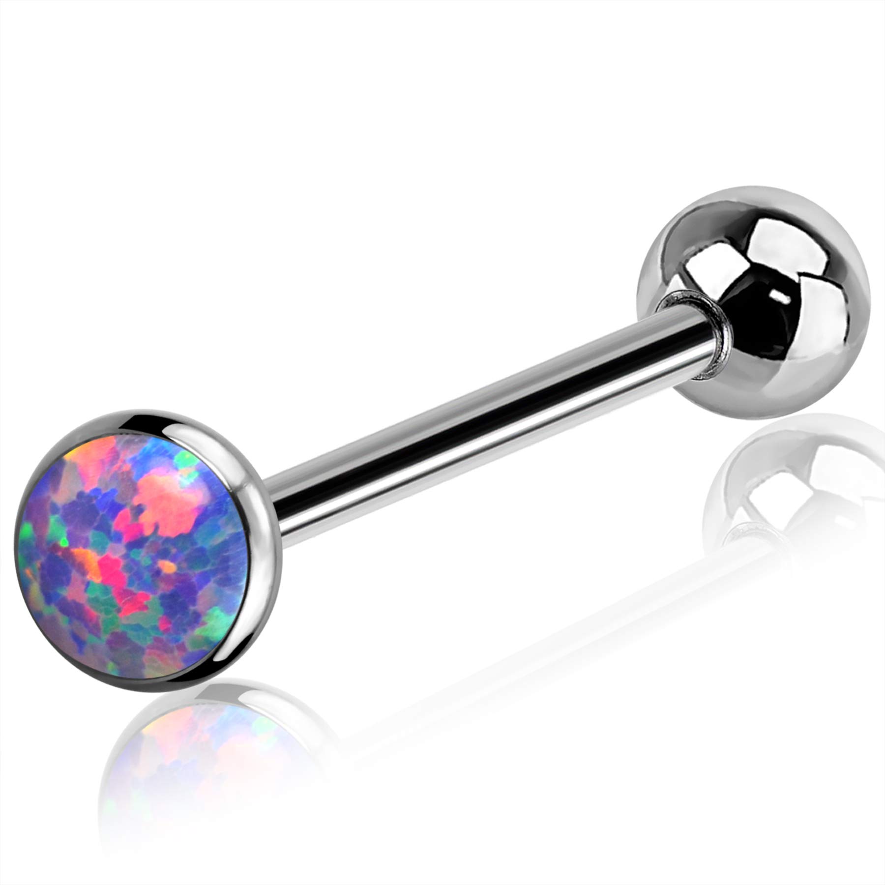 Melighting G23 Titanium Tongue Bars 14G Opal Tonuge Rings 16mm Nipple Barbells Tongue Piercings Nipple Bars Unisex Tongue Barbells