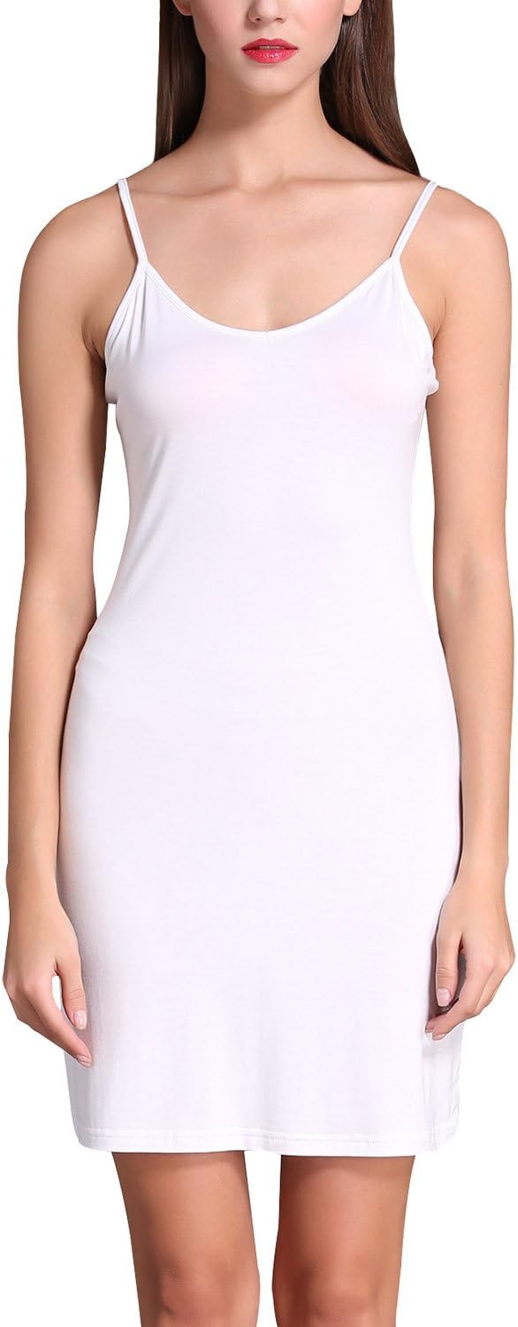 FULVM Women's Long Adjustable Spaghetti Strap Full Cami Under Slip Dress