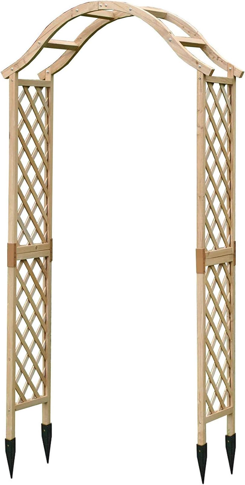 Selections Wooden Garden Arch with Curved Top Tan Ground Spikes