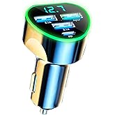 4 in 1 Multi Port USB C Car Phone Charger Adapter with Voltage Display, QC4.0/PPS/AFC Super Fast Cigarette Lighter USB Charge with Volt Meter for iPhone Galaxy Android Phones