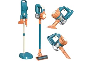 Qizfun 3-in-1 Kids Vacuum That Really Works, Toddler Toy Vacuum Cleaning Set for Children Aged 3+, includes Working Suction for Realistic Play (Orange/Blue)