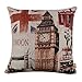LINKWELL 45x45cm Retro London Union Jack Big Ben Tower Bridge Linen Cushion Covers