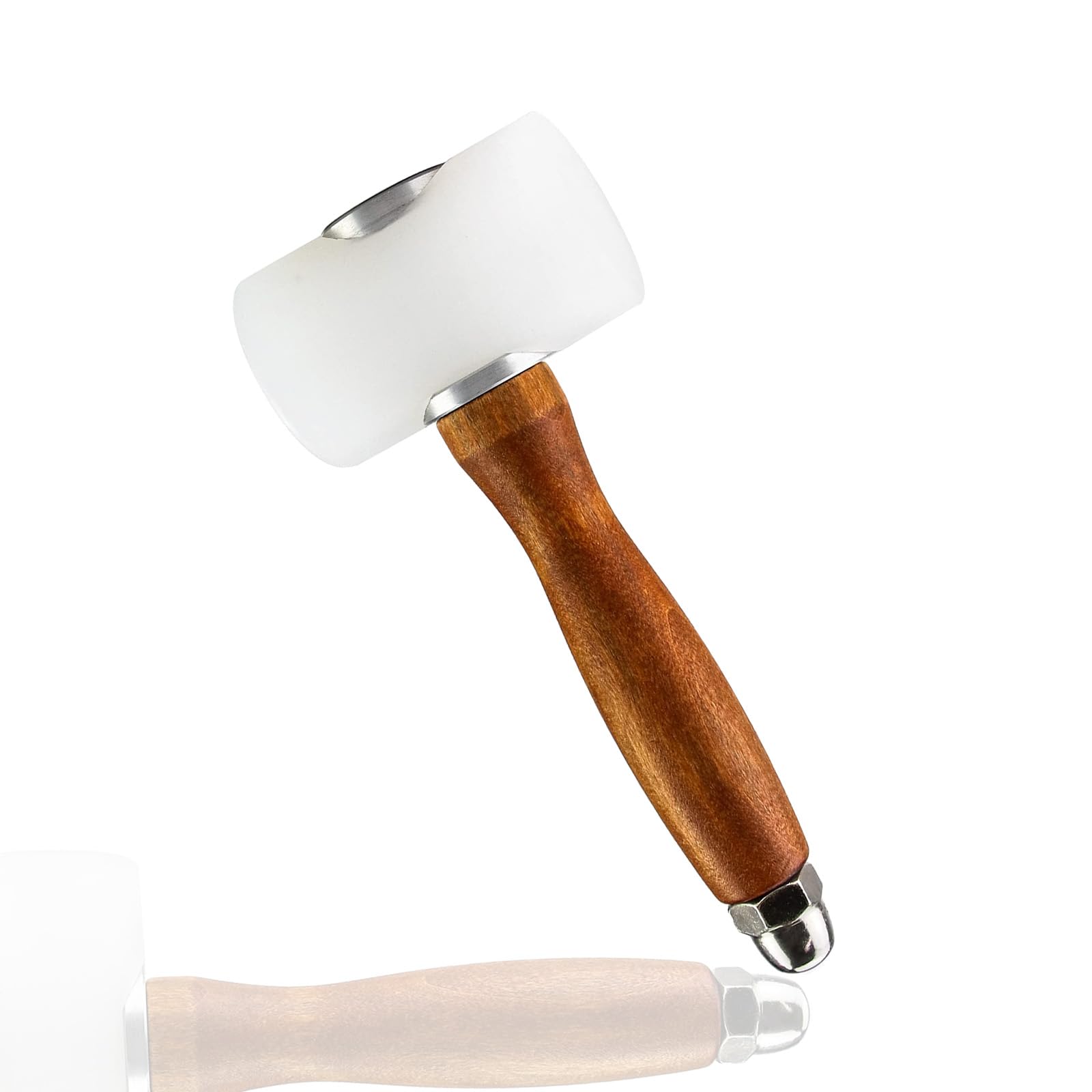 ieron Leather Nylon Mallet, T-Shape Wooden Handle Carving Hammer Leathercraft Hammer for DIY Craft Stamping Sew Club Cowhide Tool