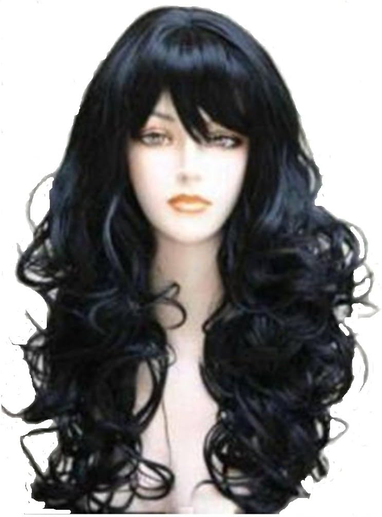 Wigbuy Hair Wigs Wavy Curly 24inche Long Hair for Women (1B)