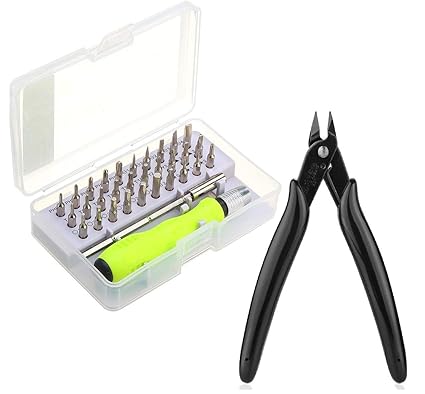 Corslet 32 in 1 Screwdriver Set for Home Use with Magnetic Flexible Extension Rod Toys Games Watch Computer Laptop Repairing Phone Mobile Camera Maintenance Tool with Electrical Cable Wire Cutter