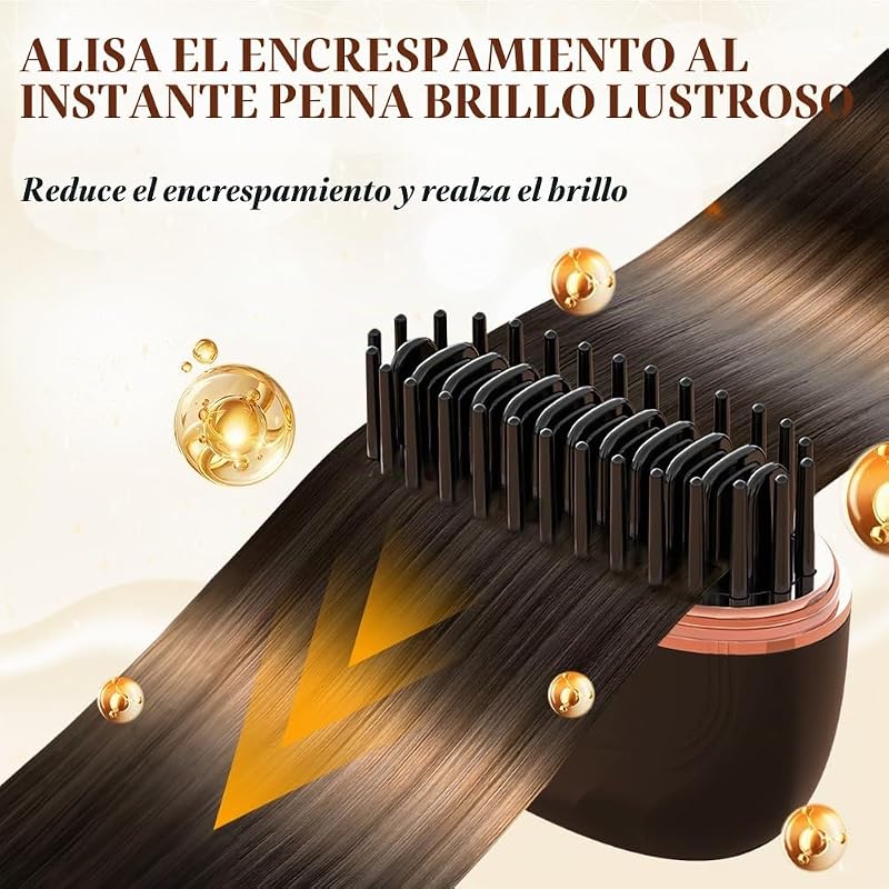 Mini Planchas Sin Cable, Mini Cepillo Alisador, 3 Ajustes de Temperatura, Peine Caliente Recargable, Peine Alisador Portátil para el Trabajo, Viajes, Acampadas y Uso Doméstico (Negro) — foto 4 de 8
