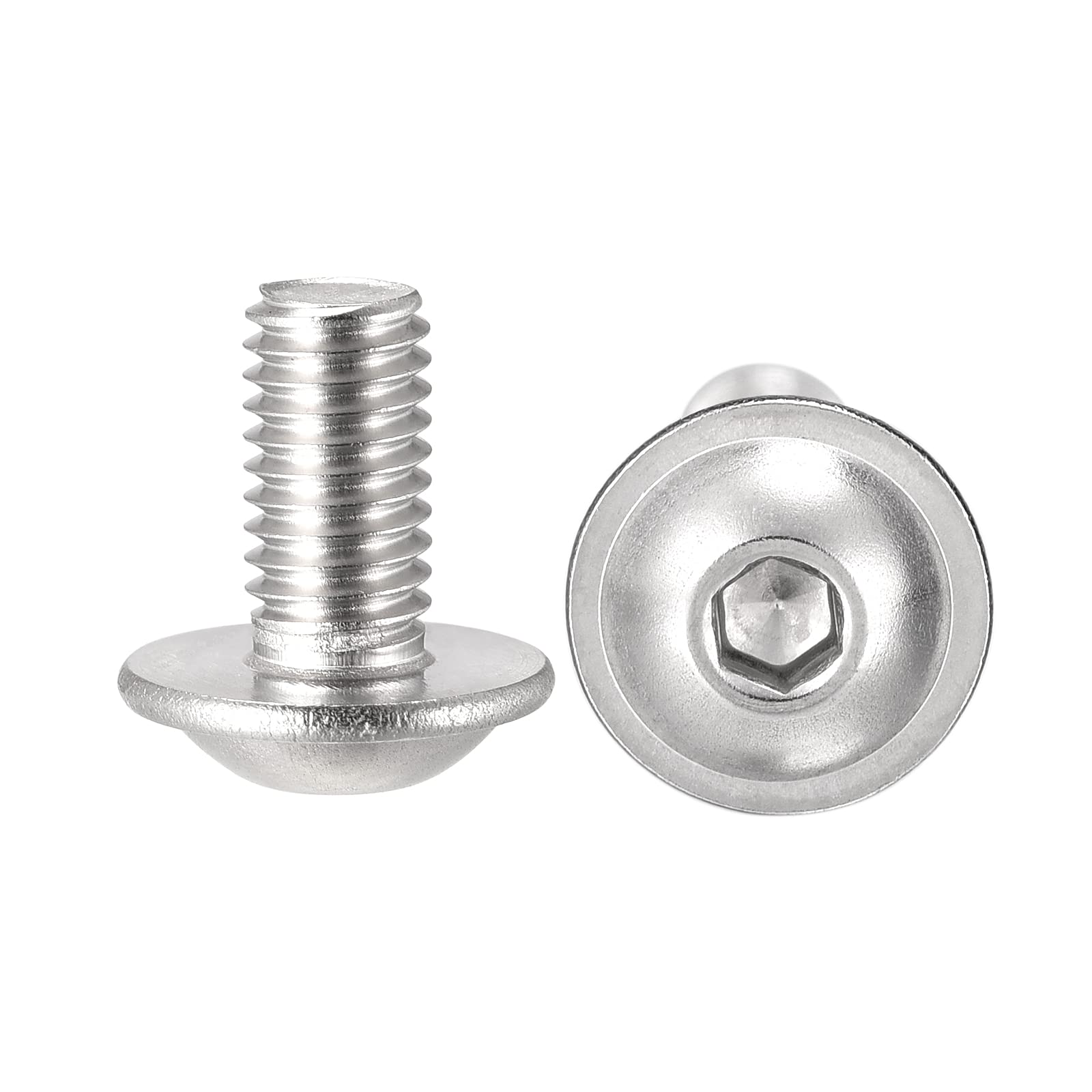 sourcing map Flanged Button Head Socket Cap Screws, M5*10mm Hex Socket Drive Screw, 304 Stainless Steel Fasteners Bolts, Fully Threaded Machine Screw 50Pcs — image 1