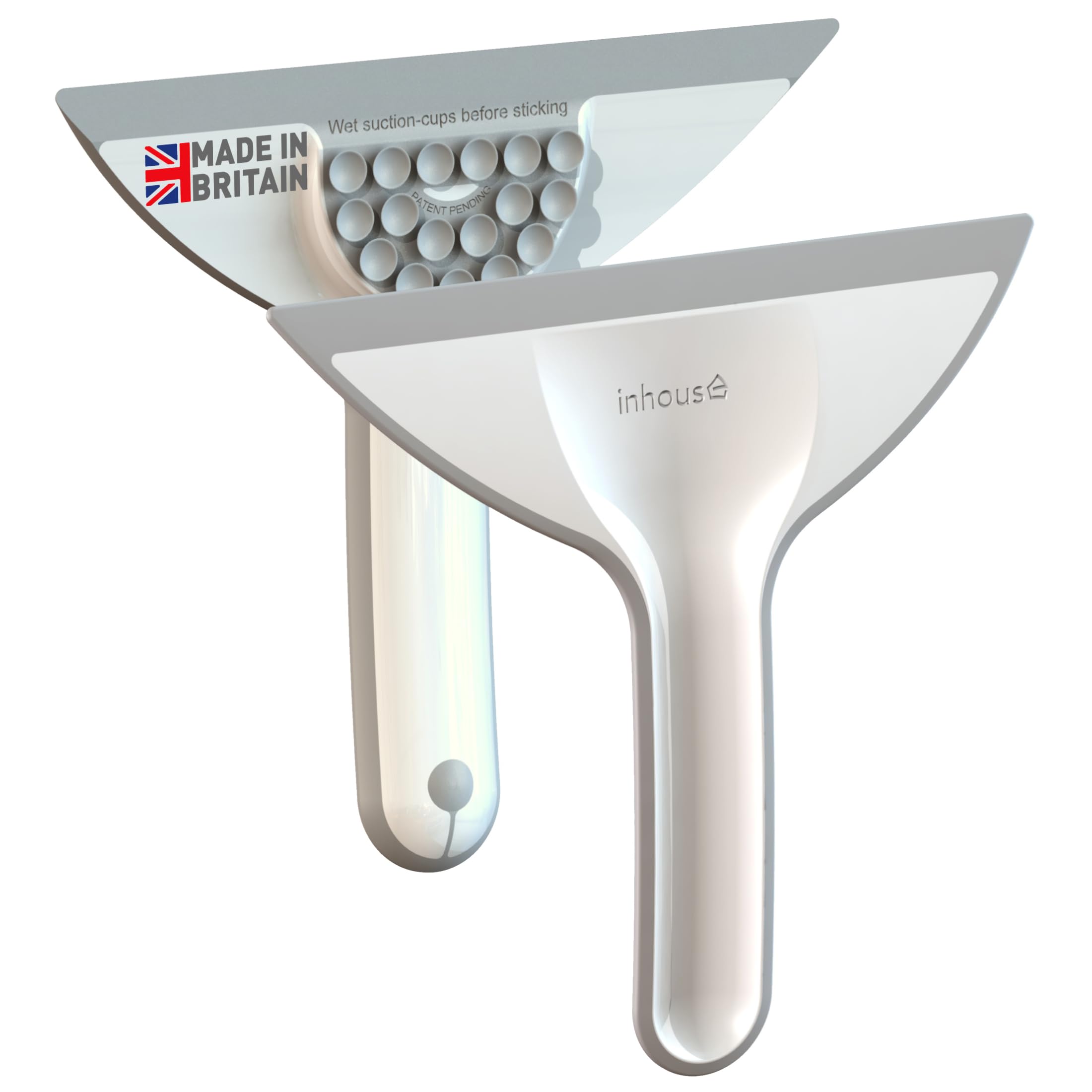 Inhouse Mini Stick+Store Shower Squeegee - Made in Britain - 6.5” Blade, Patented Integral Suction Storage - 1PC