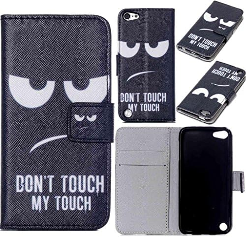 iPod Touch 5 6th Case,GoodOkay Don't Touch My Phone Colorful Pattern Design PU Leather Wallet Flip Protective Skin With Credit Card/ID Card Slot Case Cover for Apple iPod Touch 5 6th Generation