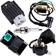 CNCMOTOK CDI Box Ignition Coil 5 Pin Regulator Rectifier Relay Spark Plug for Kazuma Meerkat 50cc Falcon 70cc 90cc 110cc Taotao Roketa Coolster 110CC ATV 3050B X15 X 18 R Nitro X19 SSR Pocket Bike