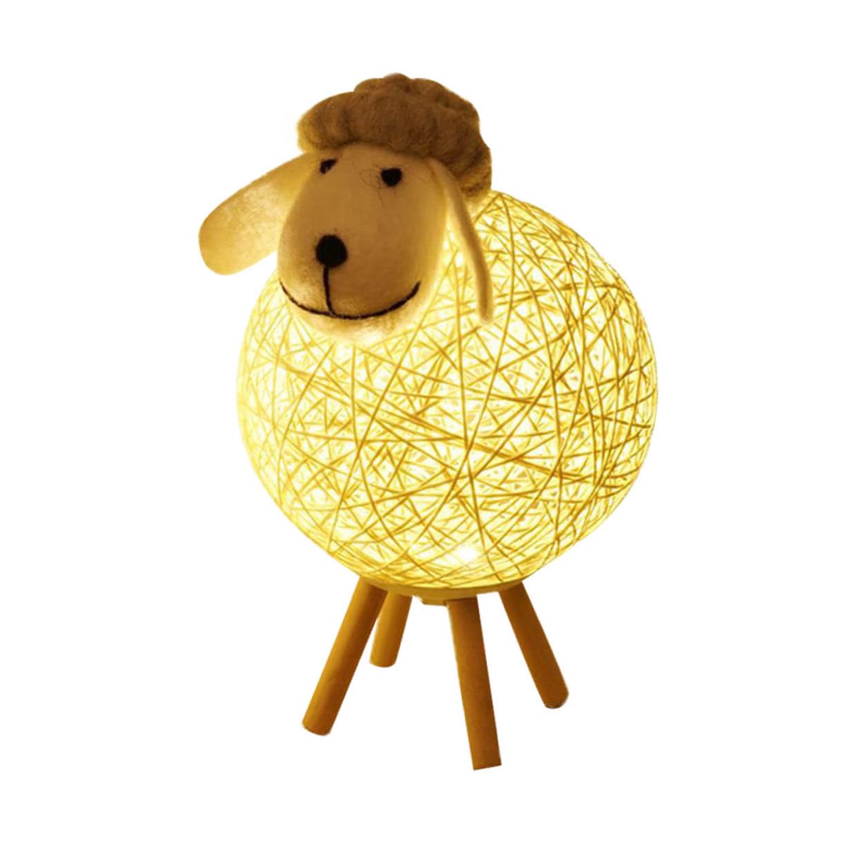 LED Sheep Bedside Lamp USB Animal NightLamp Cute Rattan Sheep Light Kids Mini Wooden Book Light for Children Bedroom