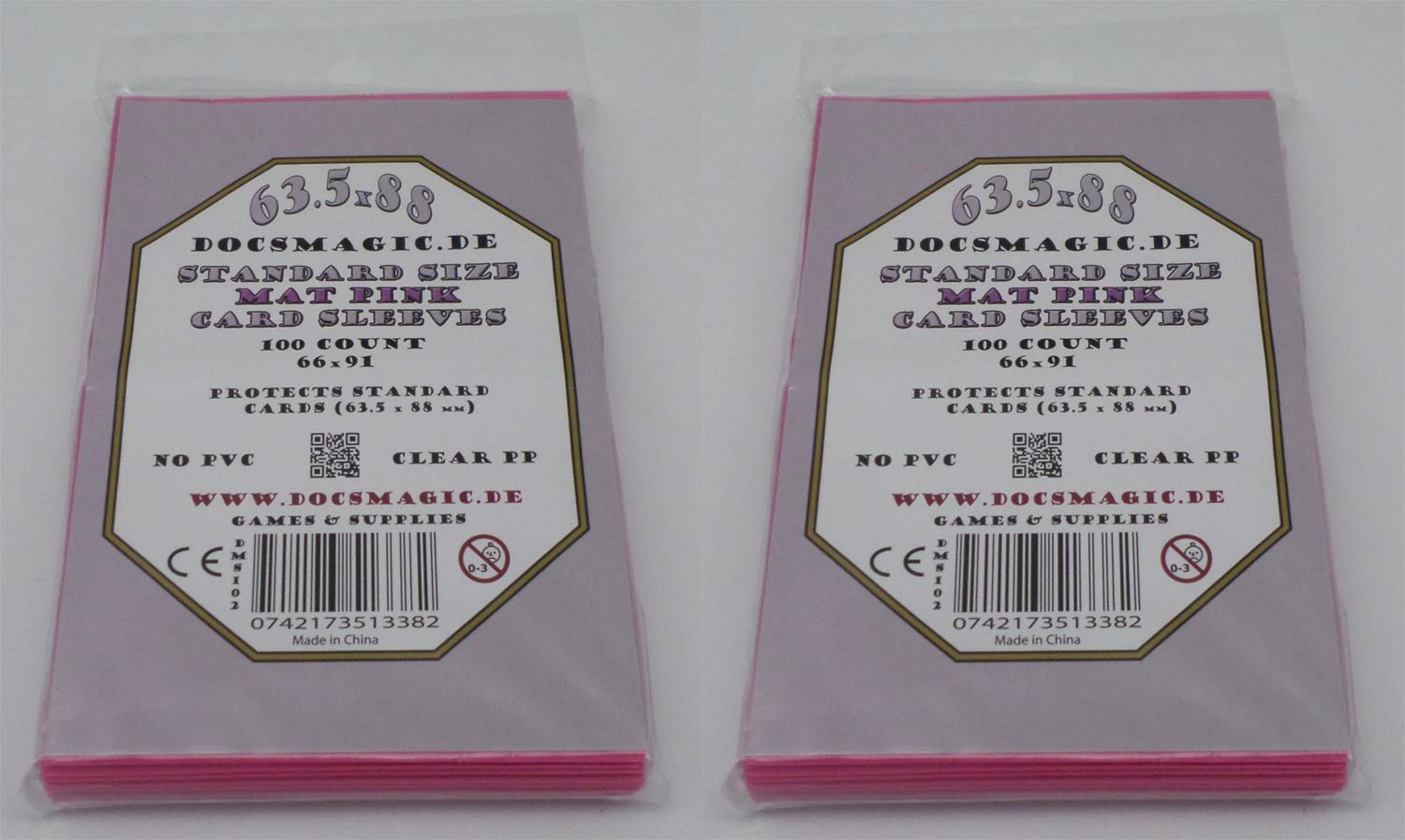 docsmagic.de 2 x 100 Mat Pink Card Sleeves Standard Size 66 x 91 - PKM - MTG