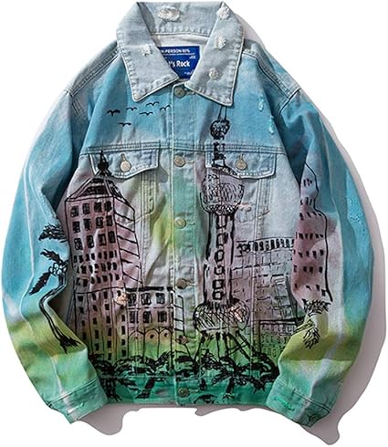 graffiti denim jacket mens
