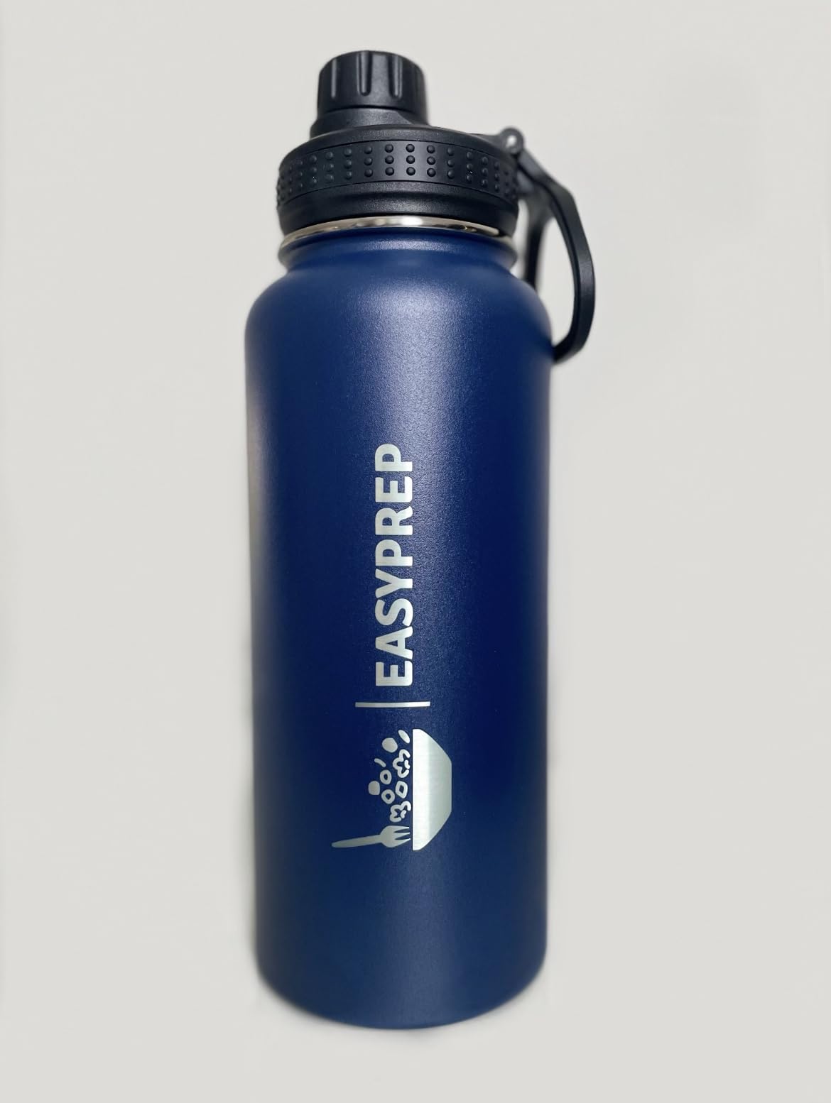 EASYPREP Stainless Steel Water Bottle 1L Vaccum Insulated Large Drink Flask Metal Water Bottles 1 Litre Leakproof Keep Drinks Hot Cold for Bike Camping Sports Gym Adult (Deep Blue)