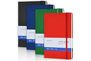 SUQJOY Lined Journal Notebooks, 4 Colors 160 Pages, 5.5x 8.2-Inch Journals, Hardcover Notebook with 100 gsm Thick Paper, A5 Size College Ruled Notebook for Writing/Travel/Work
