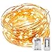 Sanniu LED Starry Fairy Lights Copper Wire Battery Operated String Lights with Remote,Orange Batteries Powered String Light for Home Easter Decoration,Holiday,Wedding,Party(Warm White,5m/16ft)