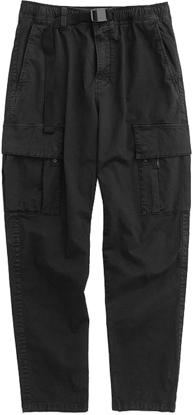 Men's Cargo Trousers Solid Color Slim Fit MultiPocket Elastic Waist
