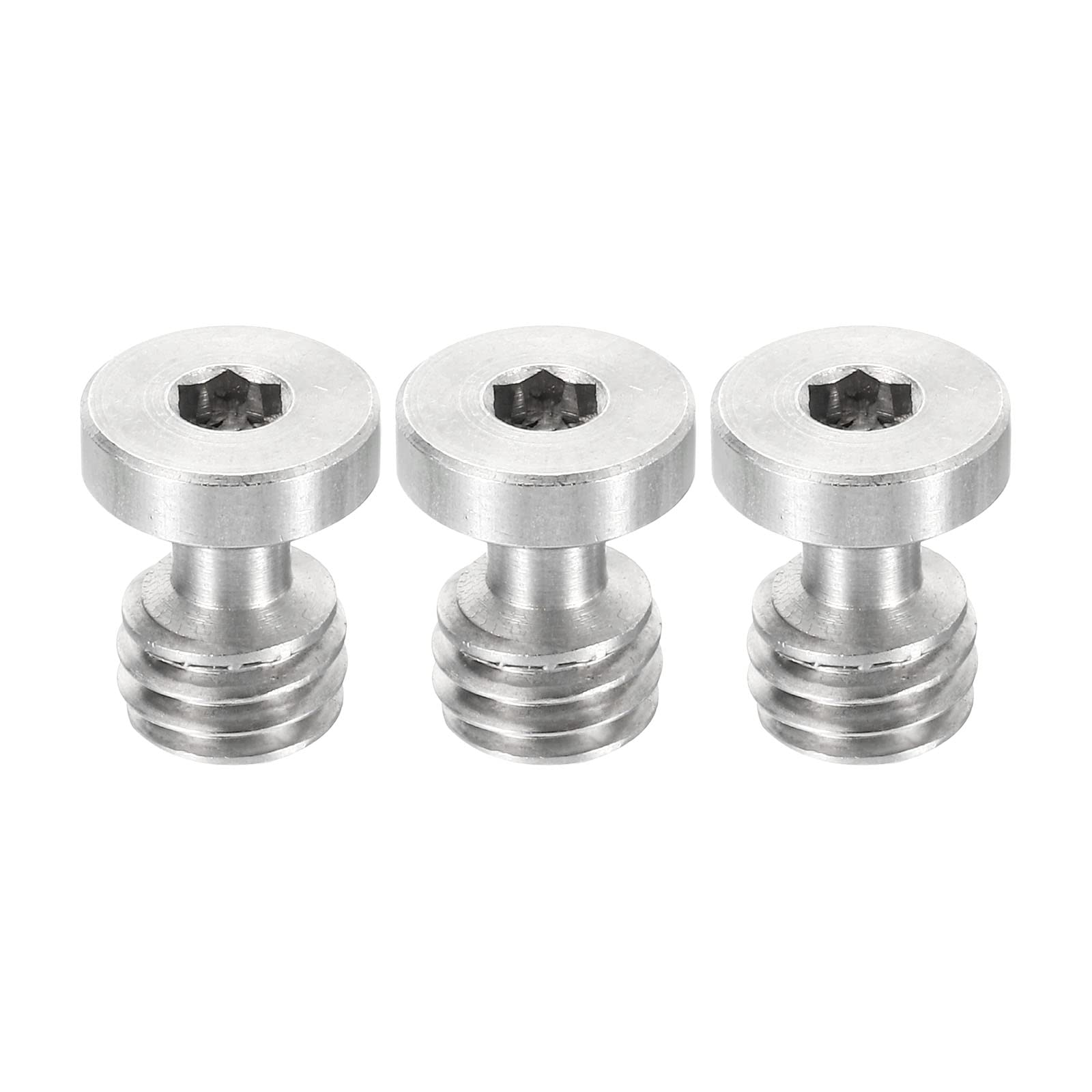 PATIKIL 3/8"-16 Thread 16mm Length Camera Quick Release Screw Tripod Screw, 3 Pack Stainless Steel Hex Slot Screws for DSLR Camera Rig Accessories, Silver