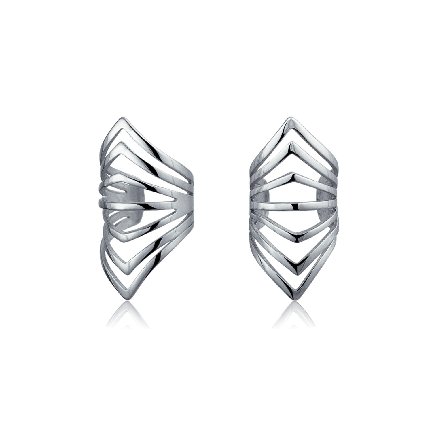 Minimalist Geometric Chevron Cartilage Ear Cuffs Clip Wrap Helix Non Pierced Earrings .925 Sterling Silver — image 1