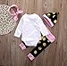 Baby Girls Mama's Mini Bodysuit and Polka Dots Pants Outffit with Hat+Headband(80(6-9M),Pink)