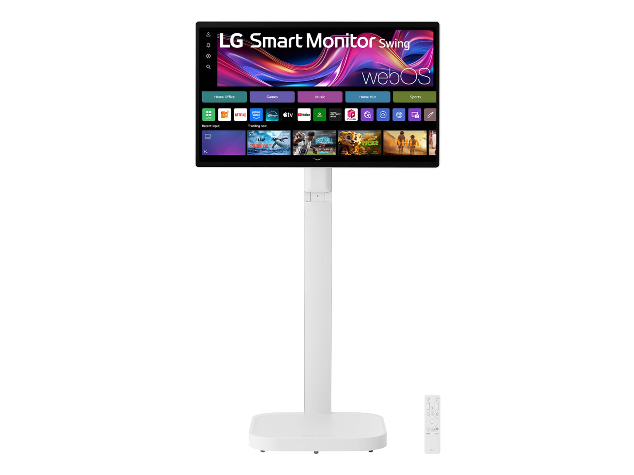 LG Swing 32U889SA Monitor Smart Portatile Touch 32" 4K, base con rotelle, webOS con app di streaming, Wi-Fi, Bluetooth, AirPlay, Screen Share, Speaker Stereo 10W, 3x USB-C, Telecomando, Bianco