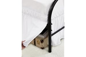 RIMELA White Bed Skirts with Split Corners Queen Size 15 Inch Drop,Elastic Bed Skirting Wrap Around, Easy to Install Dust Ruffles,Soft Fabric Machine Washable