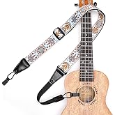IHOBOR Ukulele Straps No Drill, Jacquard Double J Hook Uke Shoulder Straps | Premium Dandelion Adjustable Clip on Ukelele Straps, Easy to Use and Fit Most Standard Ukes