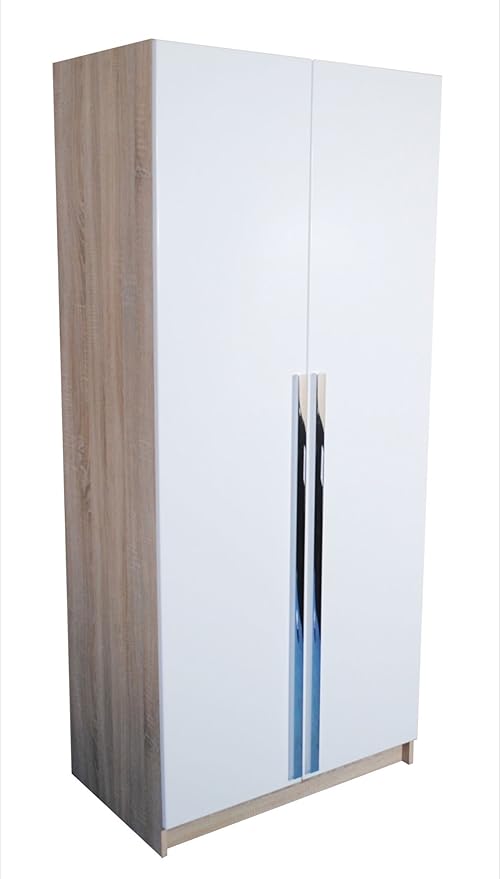 Las Vegas High Gloss 2 Door Wardrobe White Ash Amazon Co Uk