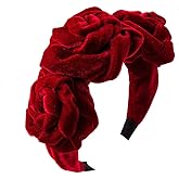 QTMY Velvet Wide Rose Flower Headbands Vintage Hairband Elastic Hair Hoops Fashion Hair Accessories for Women Girls