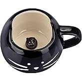 BUYNEED Funny Cute Ceramic Animal Cat Coffee Mug 12 oz Cat Lovers Kitty Tea Mugs Gifts for Women Girls Kids Black