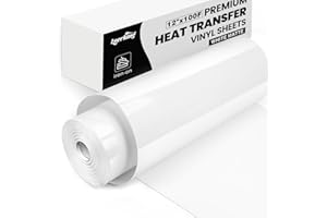 Lzerking Heat Transfer Vinyl White Htv Matte-12 x100ft Iron On Vinyl Roll for Cricut/Cameo Bundle, DIY Shirts, Bags, Socks, Shoes, Pillow and Other Frabic - Easy to Cut & Weed