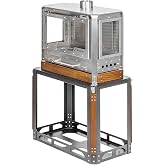 POMOLY Camping Tent Stove Wood Stoves, Druid Stainless Steel Wood Burning Stoves and Stove Frame Base for Cooking, Hiking (with 3 Glasses)