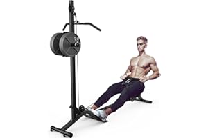 BEKING Foldable Rowing Machine Adjustable LAT Pull Down and Low Row Cable Machine with High and Low Pulley Stations,2 in 1 Multi-Function Compact Rowing Machine for Home Gym Equipment