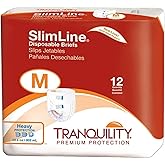 Tranquility Slimline Original Adult Disposable Brief, Adult Medium, Incontinence Care with a Slimmer Fit, Peach Mat Core & Kufguard Technology for Max Comfort, Latex-Free, 20.4oz Capacity, 96ct Case