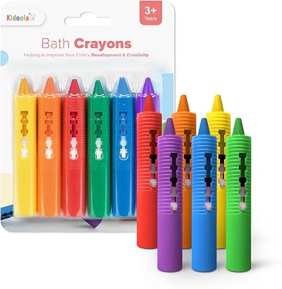 kidoola Baby Bath Crayons 6 Pack Non-Toxic Washable Bath Toys