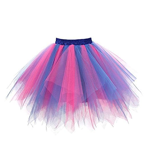 TUDUZ Damen Hochwertige Plissee Gaze Farben Kurzen Rock Erwachsenen Tutu Tanzen Rock Abendkleid Karneval Fasching Tanzkleid