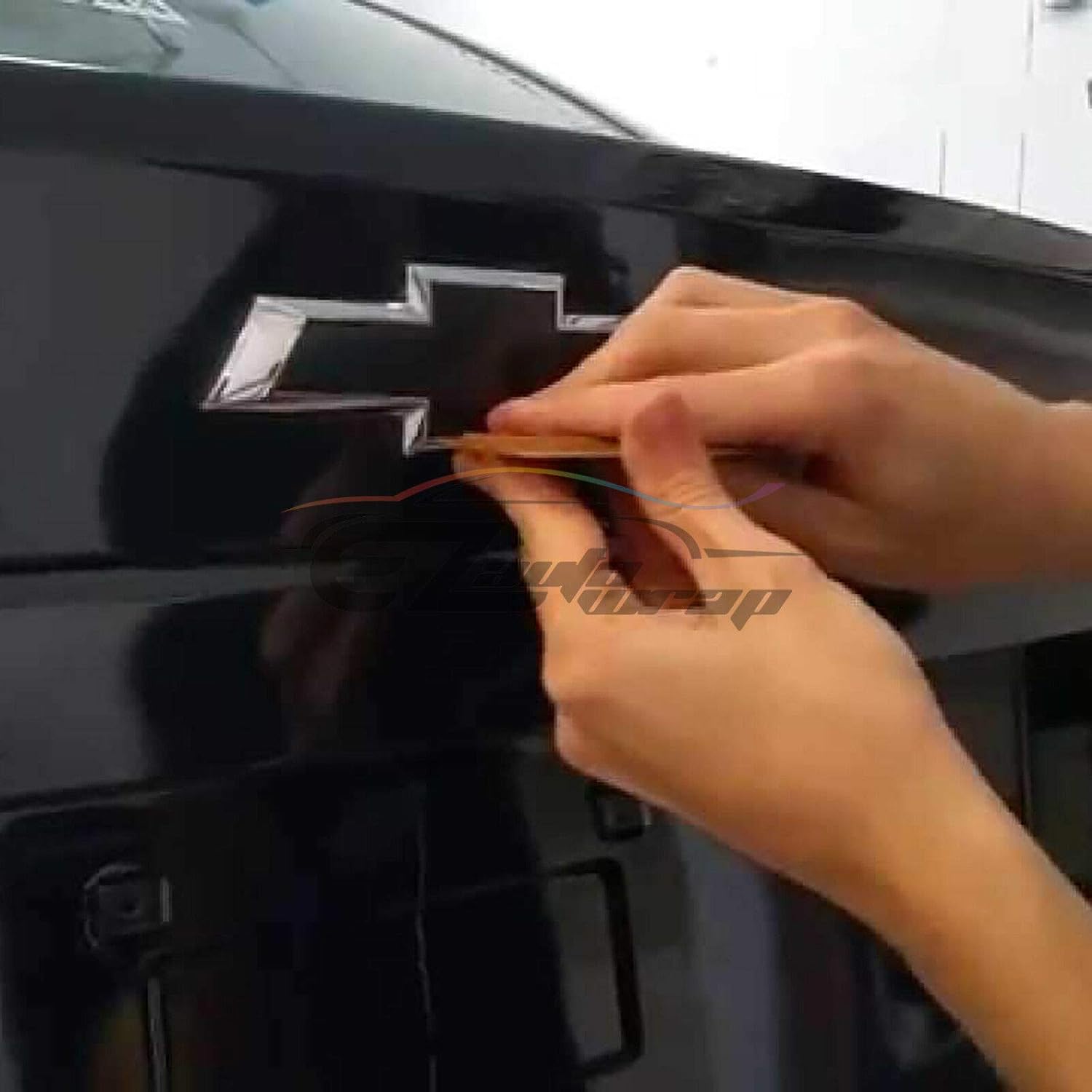 EZAUTOWRAP Free Tool Kit 2Pcs 5x10 Chevy Emblem Bowtie Satin Chrome