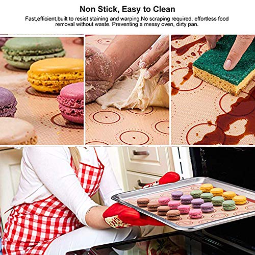 Silicone Macaron Baking Mat Kit with Accessories (22 pcs Set) - 2 Half Sheet Macaron Mat, 2 Macaroon Piping Bag, 2 Bag Tie, 2 Plastic Ring and 14 Piping Tip