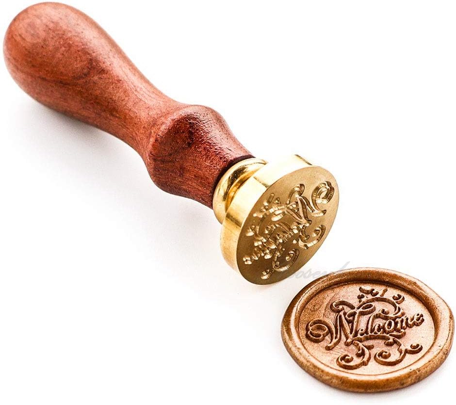VOOSEYHOME Vintage Fancy Script Welcome Wax Seal Stamp with Rosewood Handle, Ideal Decorating for Gift Packing, Envelopes, Parcels, Cards, Letters, Invitations etc