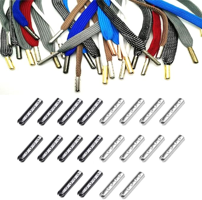 Shoelace Tip Head, 60 Pieces Metal Replacement Ends Aglet Tips for